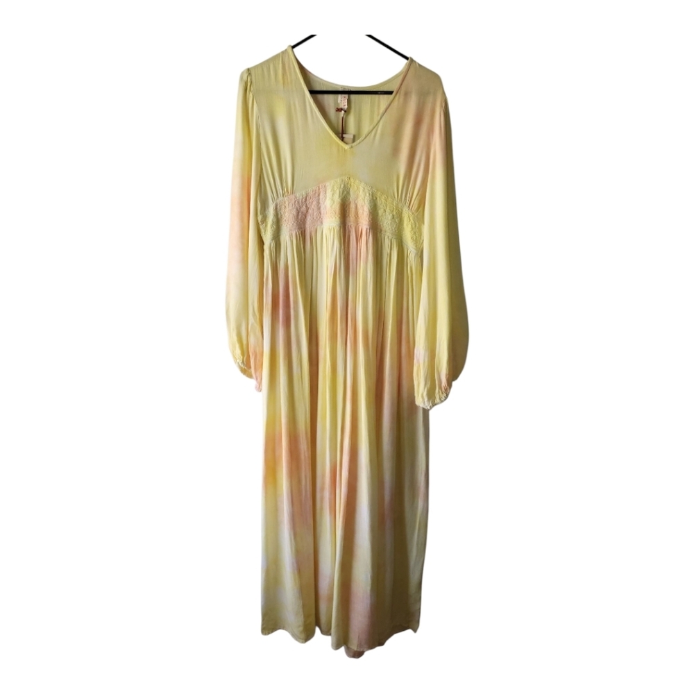 Raga Sunsets By The Beach Boho tie dye maxi dress in yellow Size S New‎ - Picture 2 of 8